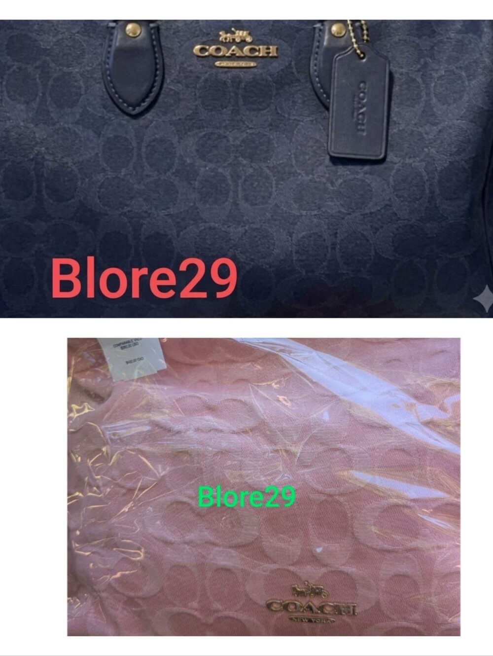 Coach Pink Denim Laurel AND Large Blue Signature Canvas Rowan